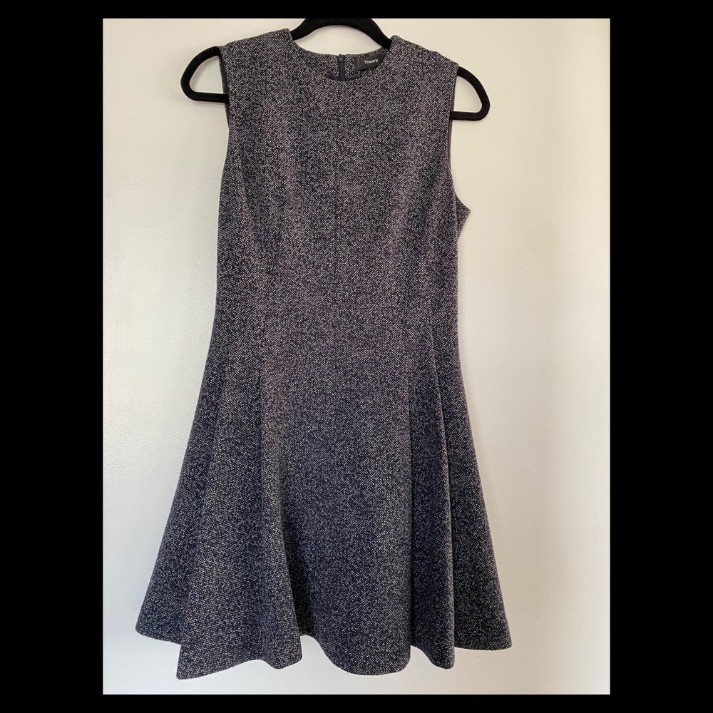 Theory textured gray suit a-line suit dress